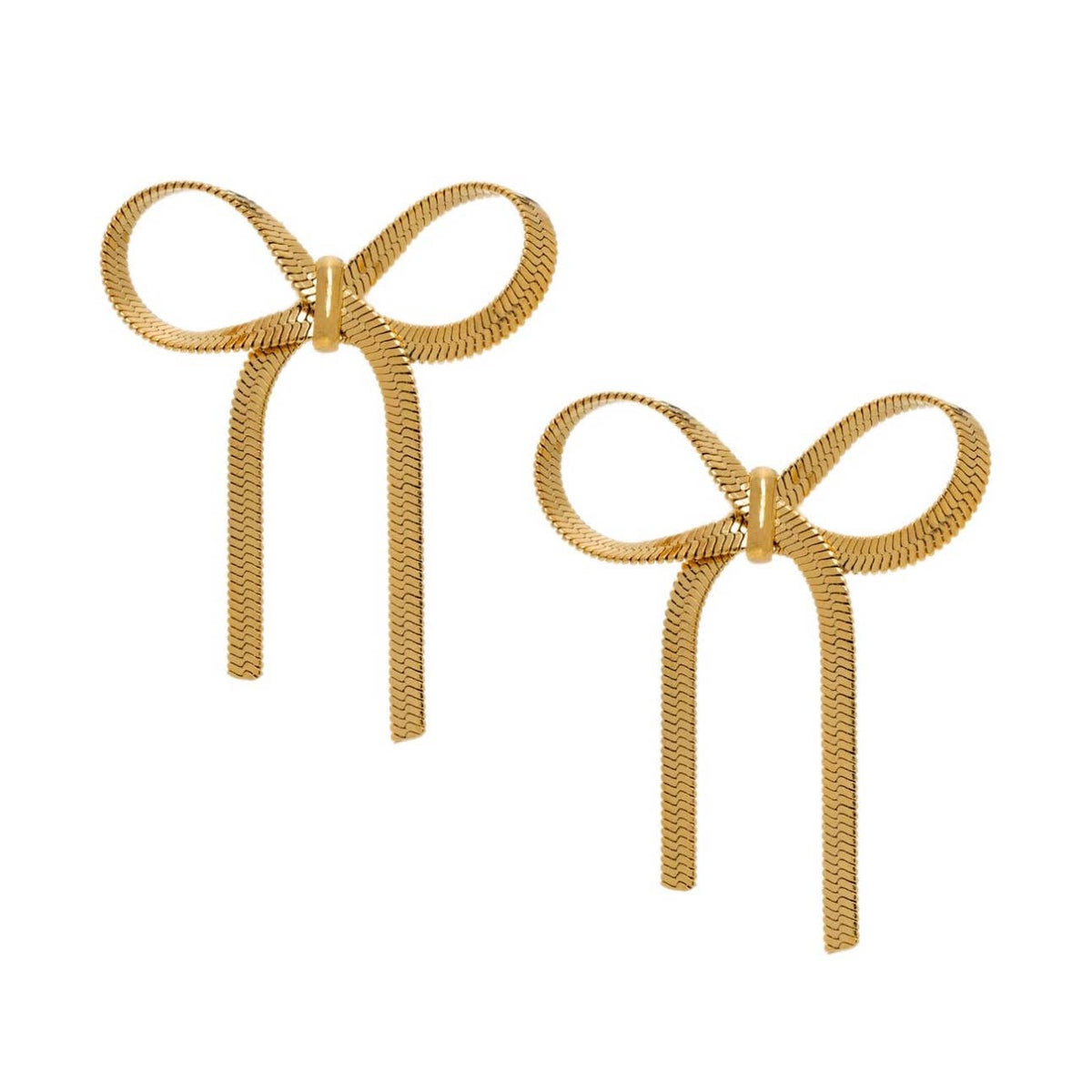 Bow Herringbone Earrings 18K gold filled