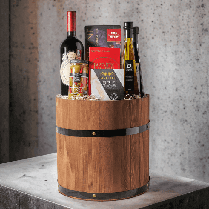 Gourmet Treats & Wine Gift Barrel