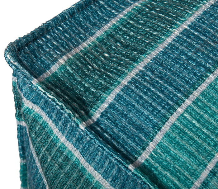 Lagoon Stripe Square Pouf by Loloi