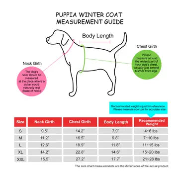 Puppia Wilkes Winter Dog Coat Integrated Harness