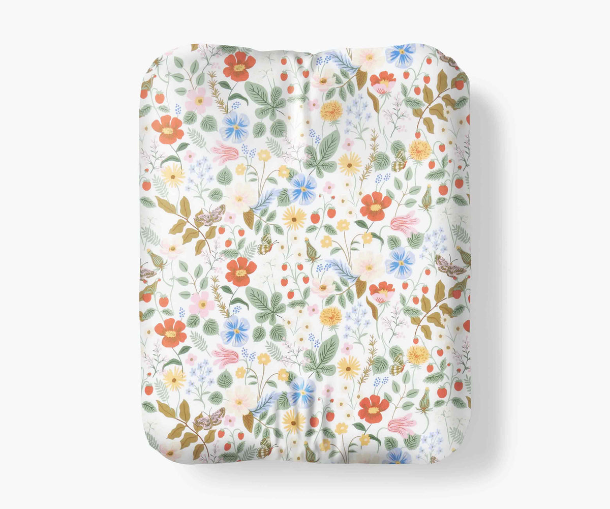 Percale Fitted Sheet - Strawberry Fields White