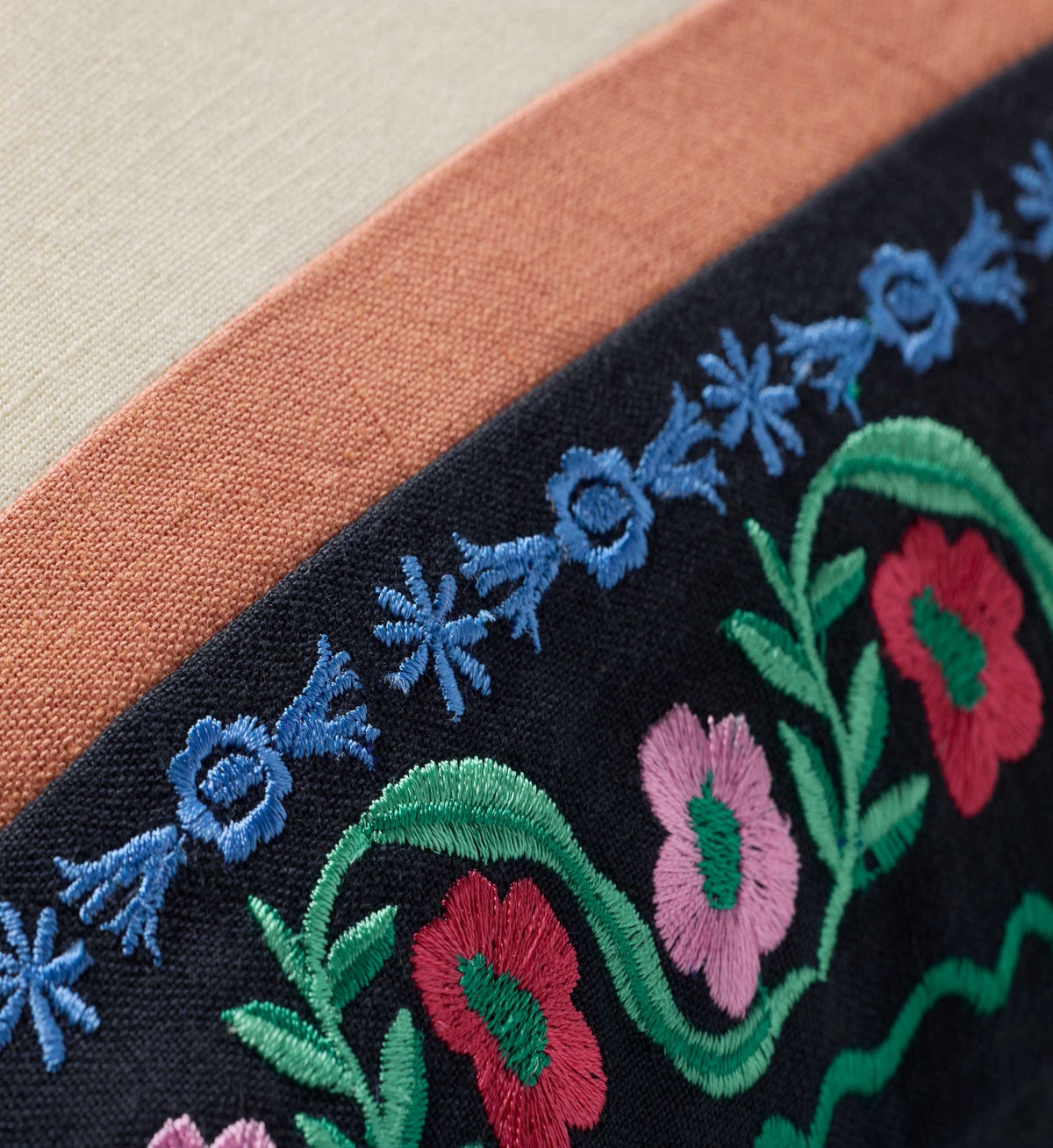 Delphine Stripe Embroidered Lumbar Pillow - Multi