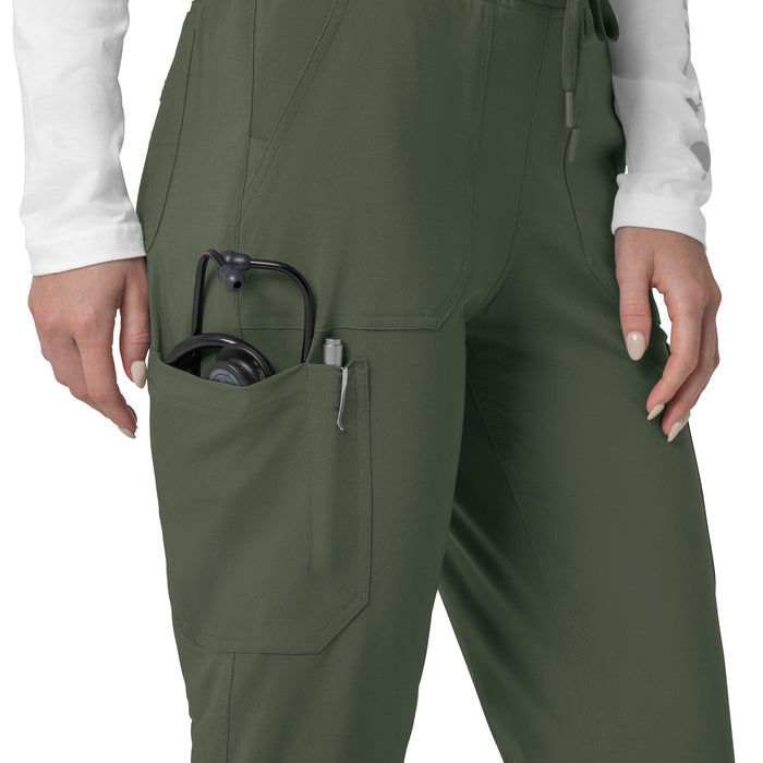 Force Cross-Flex Women's Cargo Jogger Scrub Pant Olive hemline detail