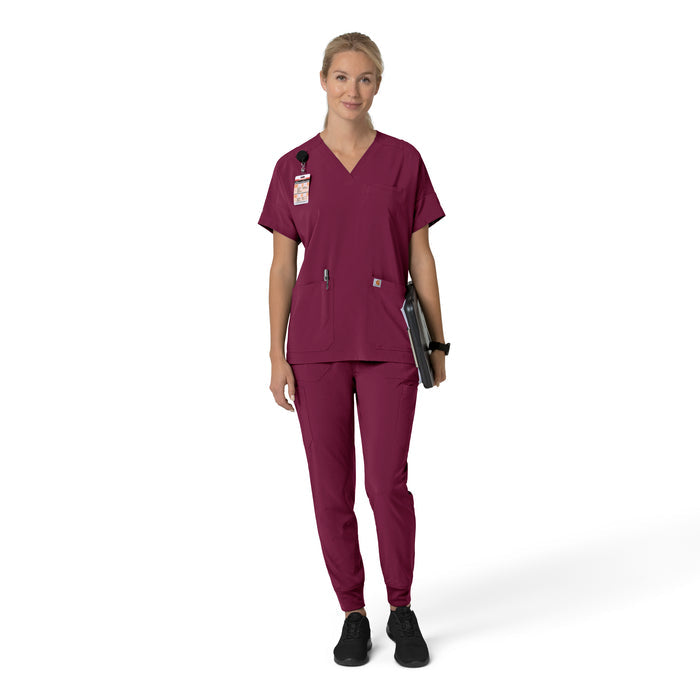 Force Cross-Flex Women's Cargo Jogger Scrub Pant Wine full scrub set