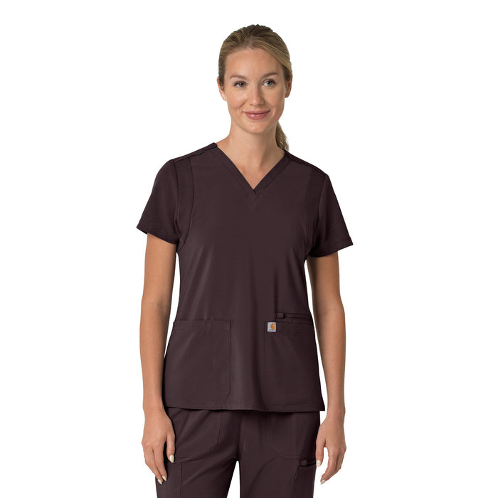 Carhartt scrubs - Force Cross-Flex Women's Flex Panel V-Neck Scrub Top Dark Sepia