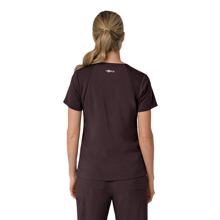 Force Cross-Flex Women's Flex Panel V-Neck Scrub Top Dark Sepia back view