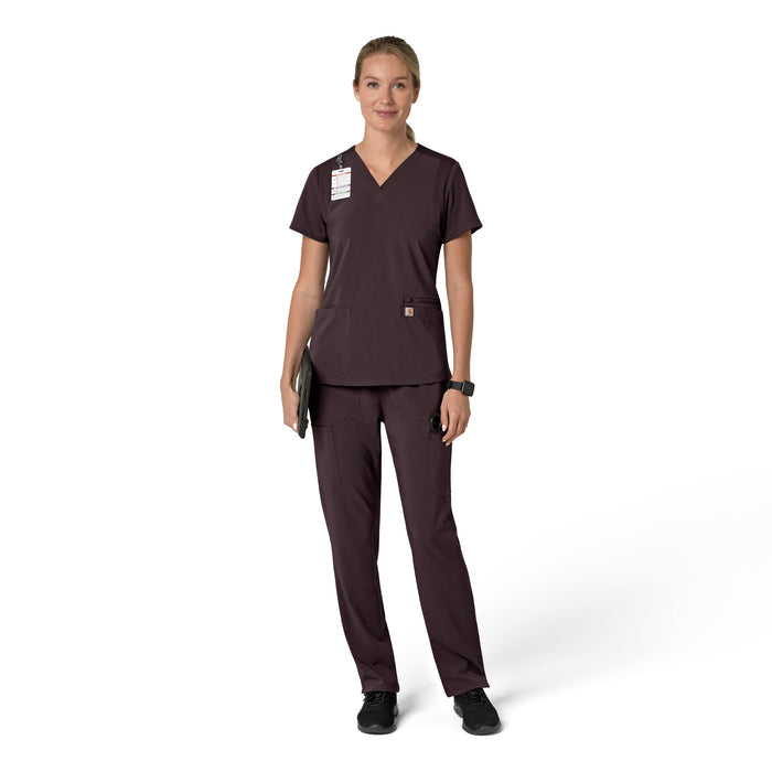 Force Cross-Flex Women's Flex Panel V-Neck Scrub Top Dark Sepia full scrub set