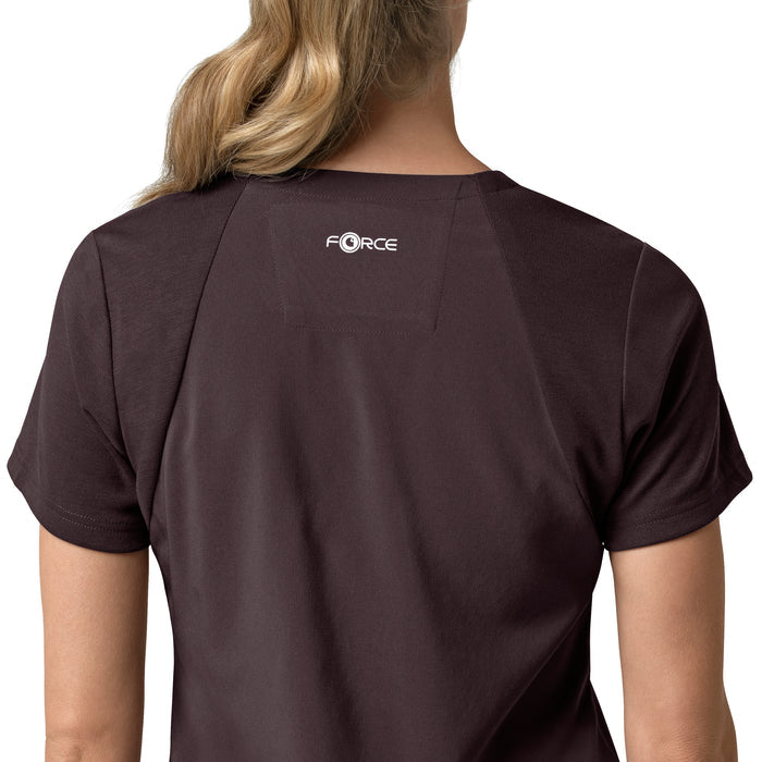 Force Cross-Flex Women's Flex Panel V-Neck Scrub Top Dark Sepia side detail 2