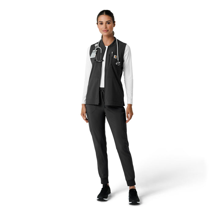 Force Cross-Flex Women's Lightweight Scrub Vest Black full scrub set model-kirby