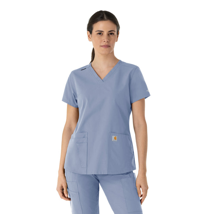 Carhartt Force Essentials Women's V-Neck Scrub Top - Ceil Blue