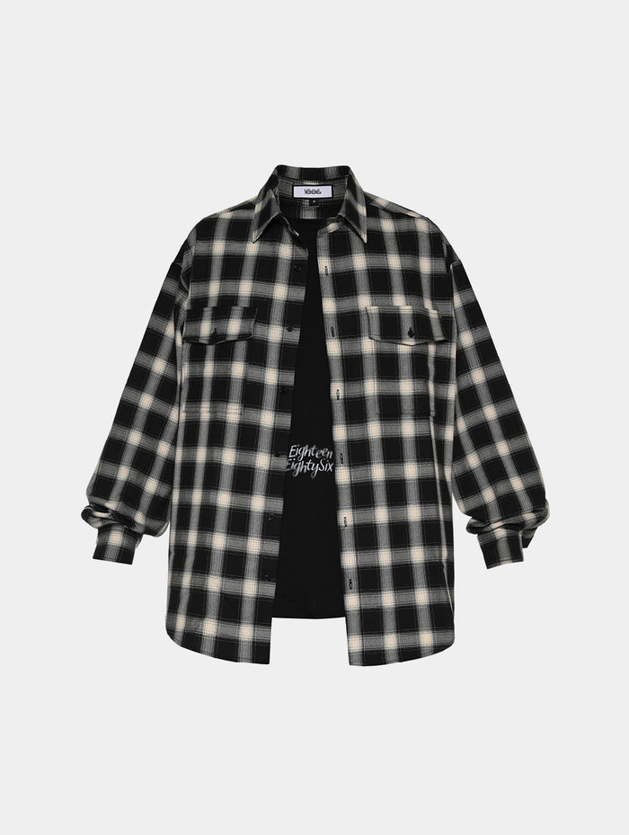 CHECK T SHIRT- DARK GREY