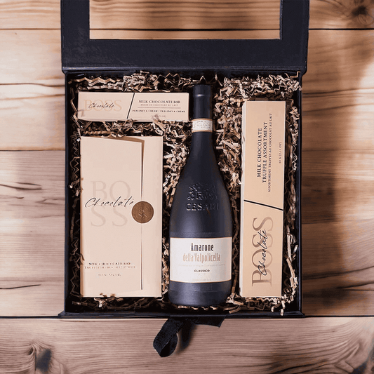 Chocolate & Cesari Amarone Veneto Wine Box from Monthly Sommelier USA - Wine Gift Basket - USA Delivery