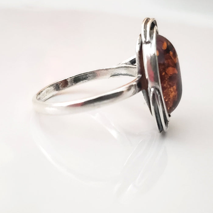 925 silver with amber ring