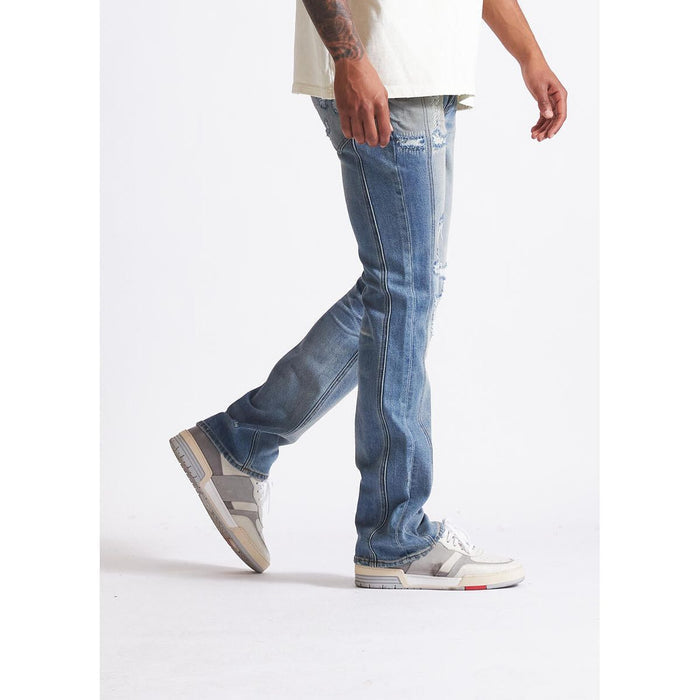 Trendy and stylish light blue denim jeans with embellishments