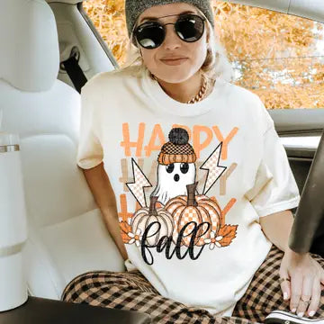Happy Fall Checkered Ghost