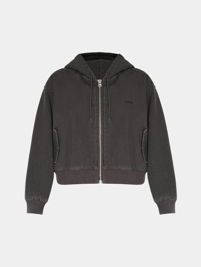 HODDED CANVAS JKT - DARK GREY