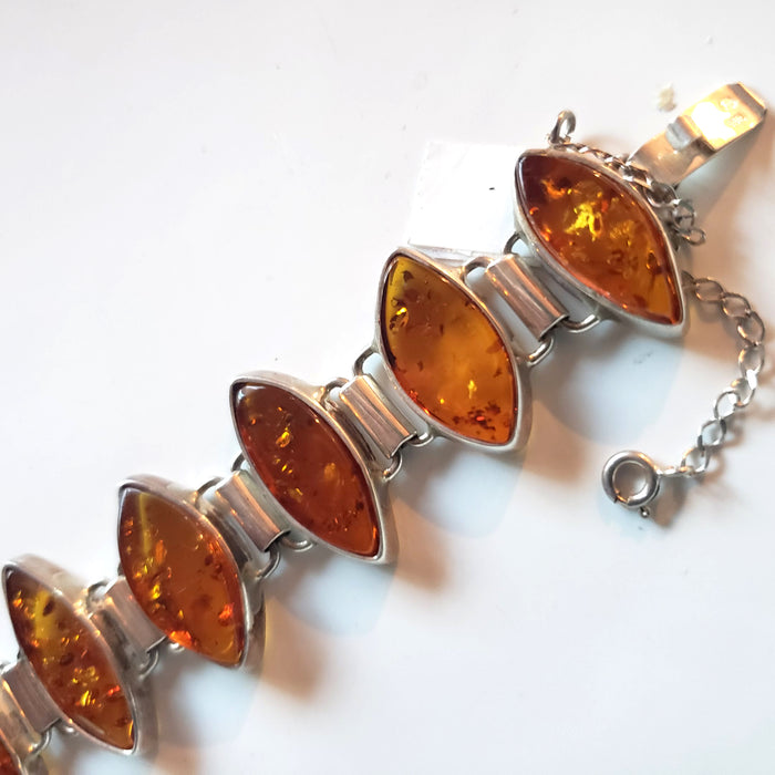 large amber bracelet with safety chain