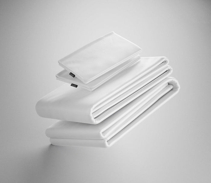 Iced Cooling Sheet Set by Hush Blankets, white set in silo