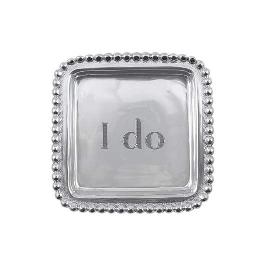 "I Do" Beaded Square Tray