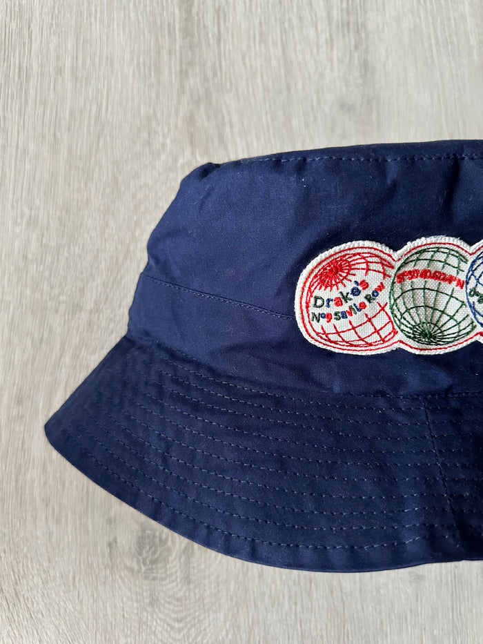 Drake's Navy Blue Waxed Cotton Bucket Hat - House Of Huntington