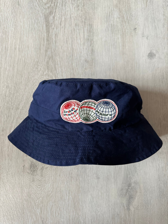 Drake's Navy Blue Waxed Cotton Bucket Hat - House Of Huntington