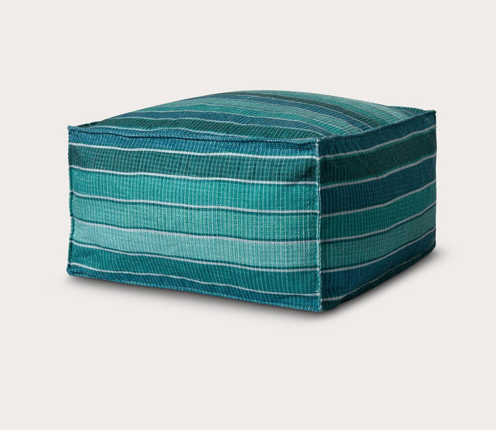 Lagoon Stripe Square Pouf by Loloi