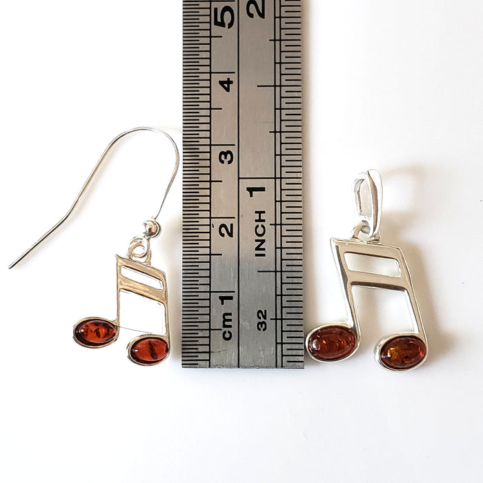 silver music note earrings pendant jewelry set