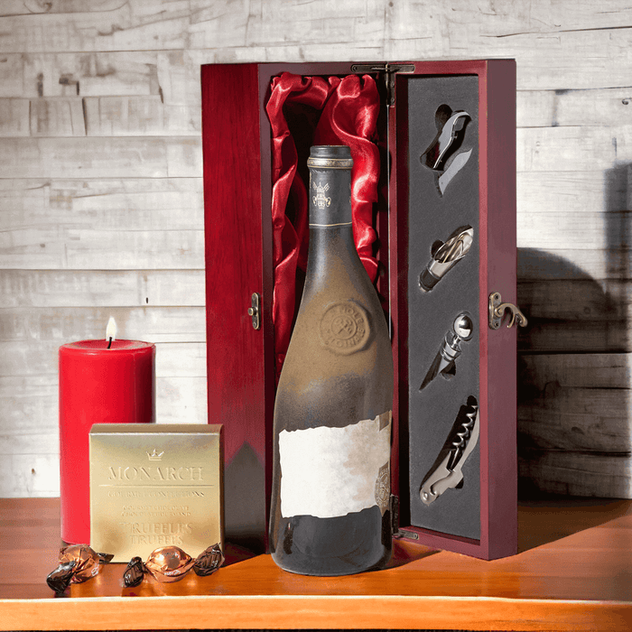 Red & Gold Truffles & Wine Gift Box - Monthly Sommelier delivery - USA delivery