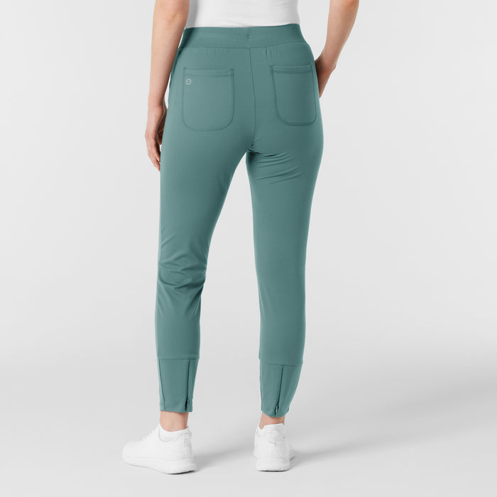 RENEW Knit Women's Track Scrub Pant Vintage Teal back view