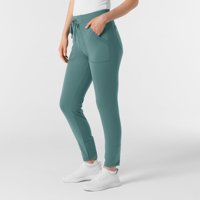 RENEW Knit Women's Track Scrub Pant Vintage Teal side view