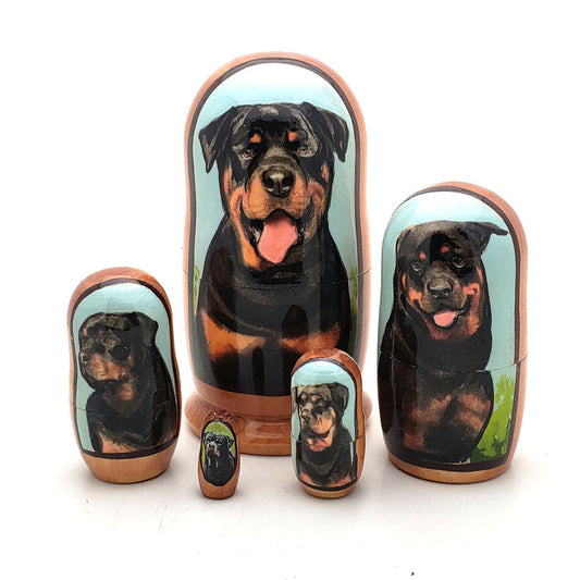 Rottweiler Dog Puppy Matryoshka Doll 4" Tall