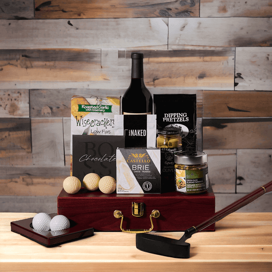 The Golf Lover's Dream Gift Basket - with Wine from Monthly Sommelier USA - Gourmet Gift Basket - USA Delivery