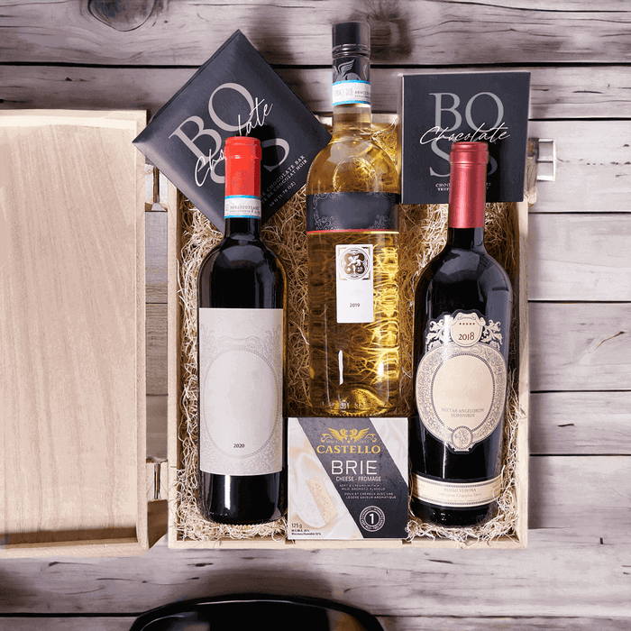 Vintage Wine, Chocolate, & Cheese from Monthly Sommelier USA - Wine Gift - USA Delivery