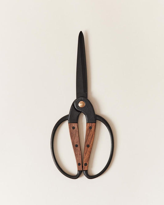 Walnut and Iron Utility Shears — walnut-handled utility shears; Farmhouse Pottery