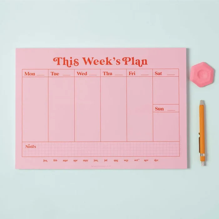 Weekly Planner Pad Pink & Red