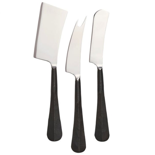 Woodbury Black Cheese Knives, Set/3